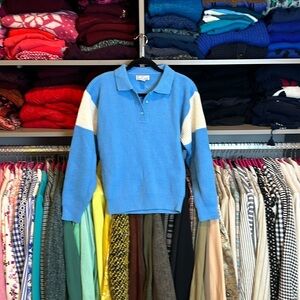 Vintage Hot Connection blue and white long sleeve sweater size S​